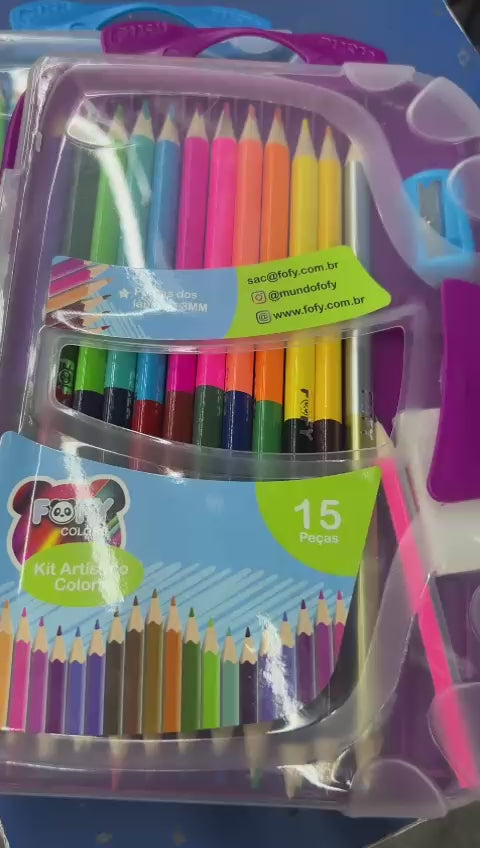 Estojo Artístico com 15 peças Roxo (unidade)