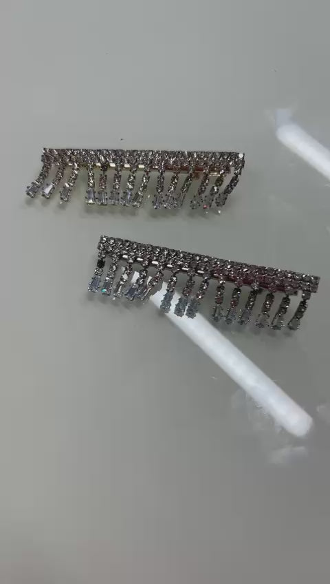 Hair Clip Franja Strass Curta (12 peças 8 douradas e 4 prata)